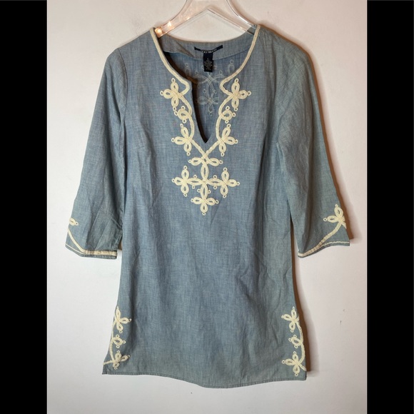 Lucky Brand Chambray Embroidered Tunic - Picture 2 of 7